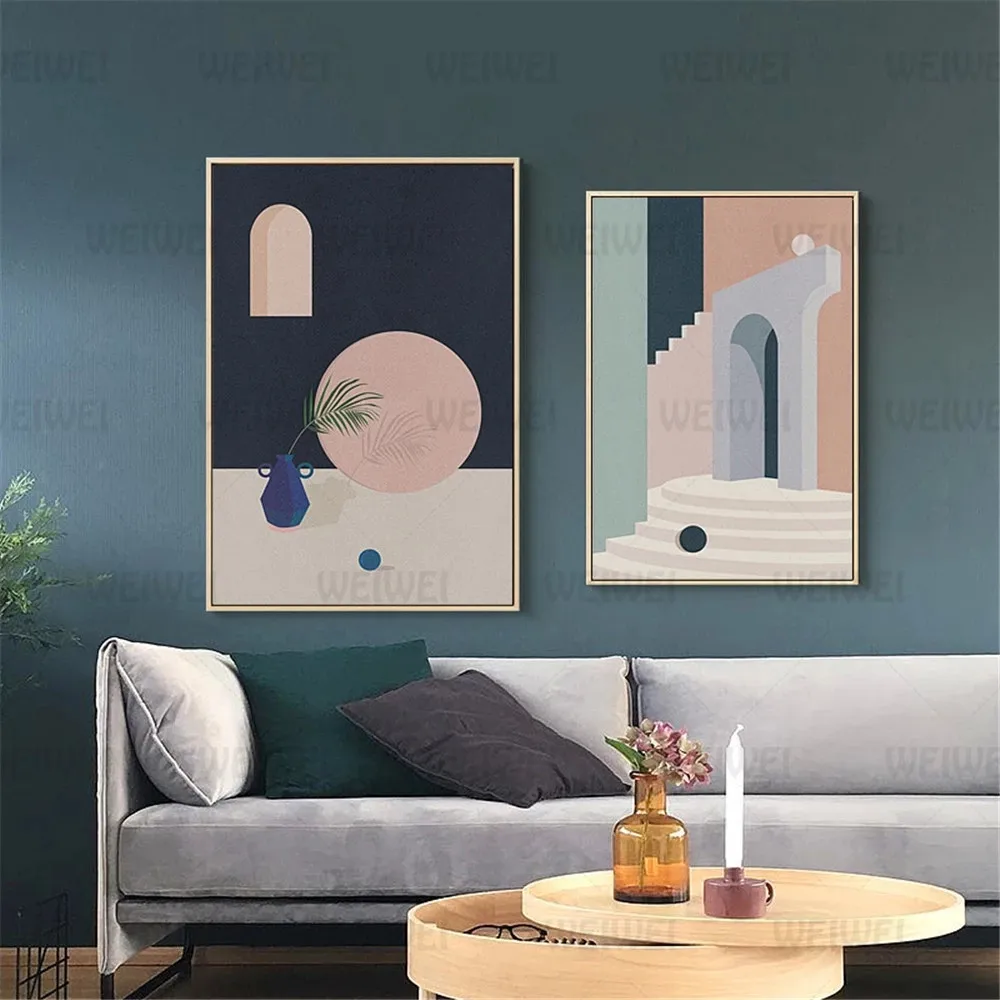 

Abstract Wall Art Painting Geometric Architecture Poster Bedroom Living Room Canvas Prints Picture Study Room Staircase Corridor