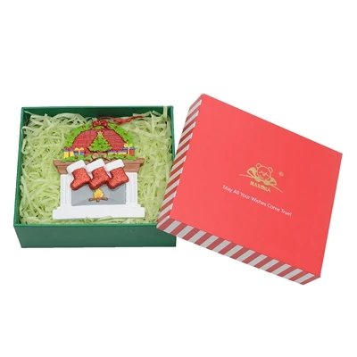 Family of 3-gift box Смола камин блестящие чулки семья из 3 рождественские украшения персонализированные подарки написать свое имя для праздничное украшение для дома - Цвет: Family of 3-gift box