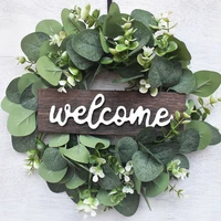 1pc welcome wreath decor door hanging garland ornament simulation leaf wreath artificial plant decor for home wedding party