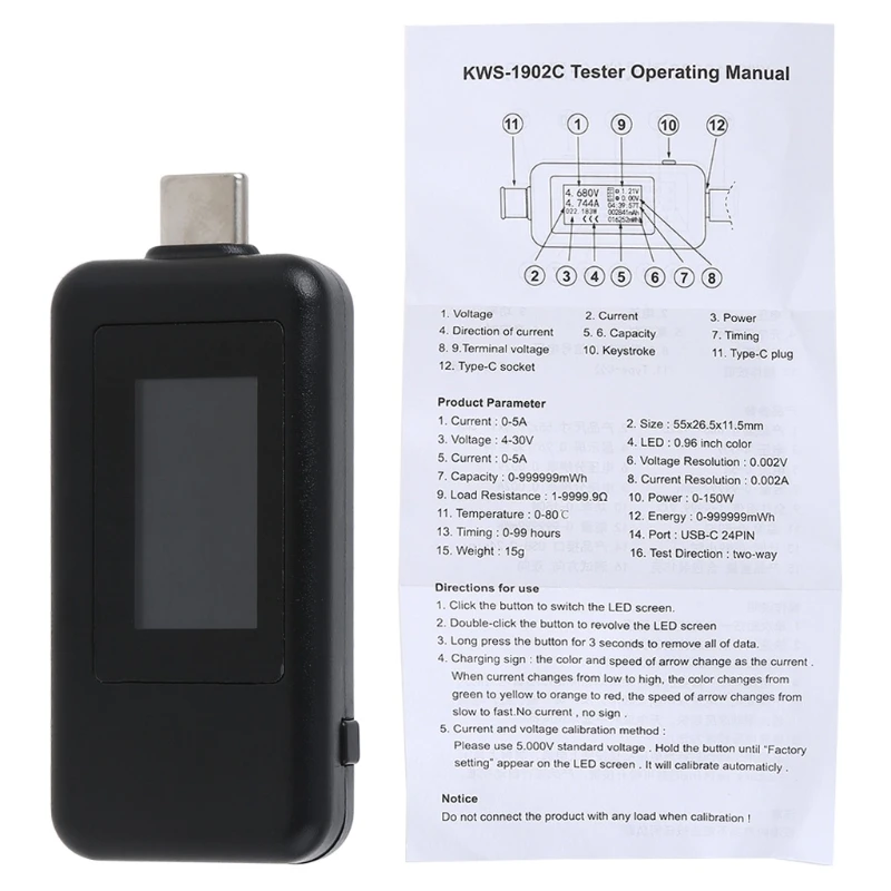 

Цифровой Usb-тестер 1902C Usb 3,1 Type-c, вольтметр, амперметр, измеритель напряжения и тока, амперметр, детектор, индикатор зарядного устройства