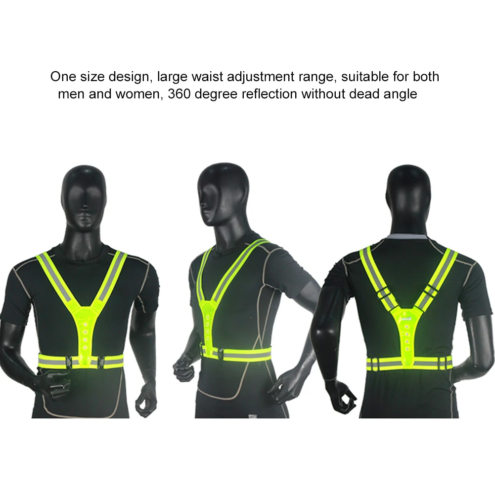 

Elastic LED Cycling Vest Adjustable Visibility Reflective Vest Gear Stripes Night Sports Safety Cycling Reflective Belt Riding