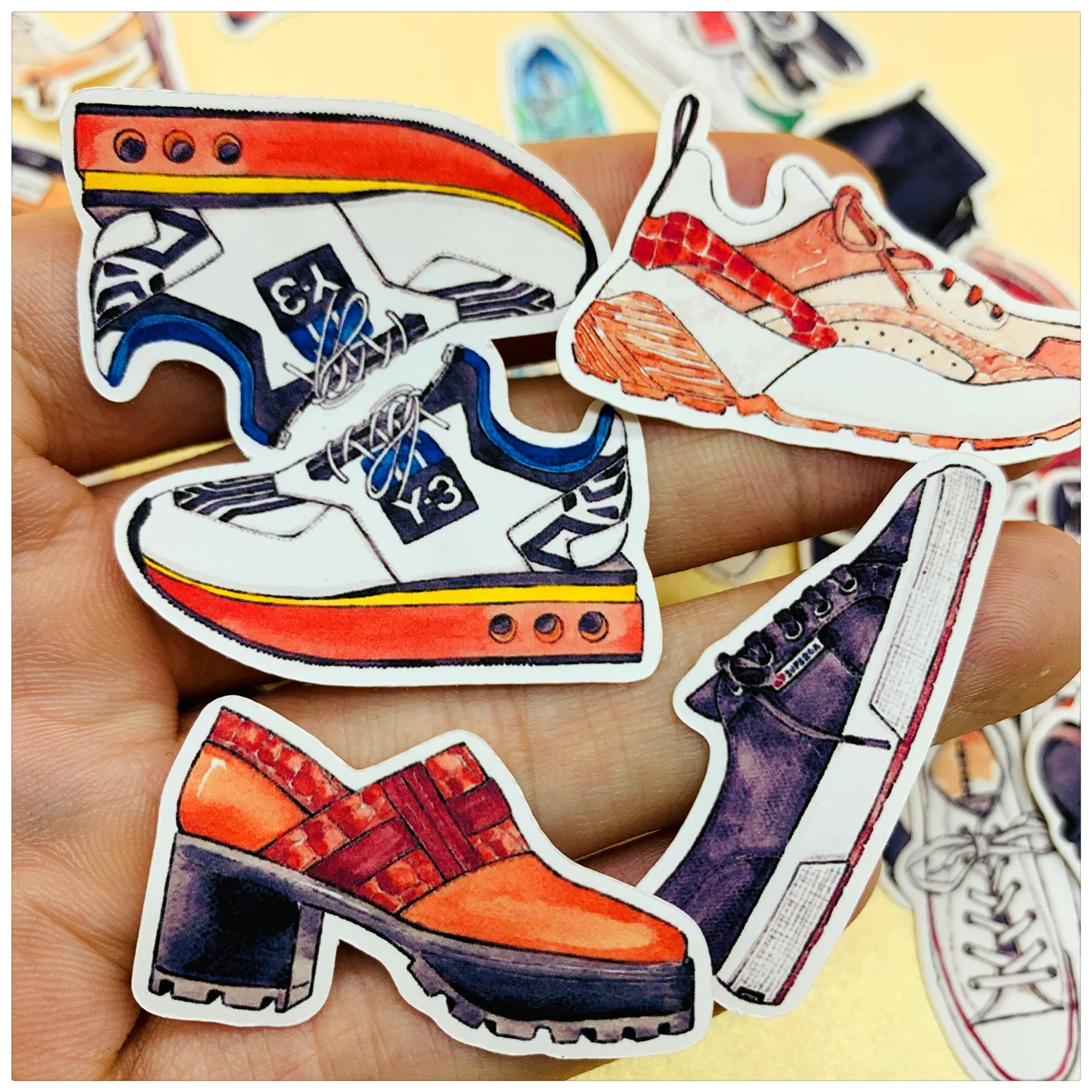 

37pcs Hand Drawing Handbook Stickers Pack Scrapbooking Fashion Shoes Sandals Decoration Diary Sticker stationery pegatinas