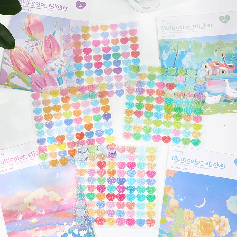 

Color Love Galaxy Sequins Sticky Stickers Color PET DIY Decoracion Scrapbooking Office School Supplies Sticker Flakes 1 Sheets