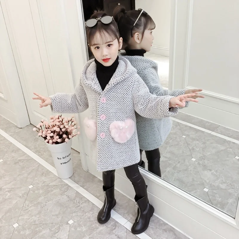 2019 Новые теплые зимние Тренч с капюшоном пальто для маленьких девочек детская