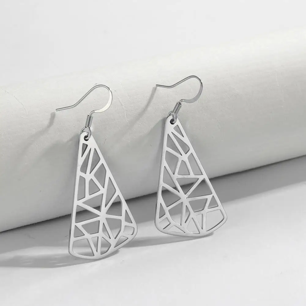 Треугольник свисающие серьги для женщин девочек из нержавеющей стали болтаться