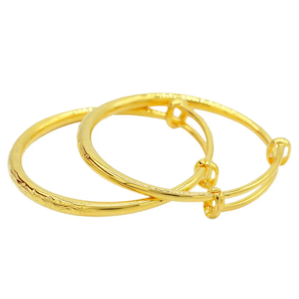 

PINXUN 2pcs Ethiopian Dubai Nigeria Baby Bracelet Gold bracelet For Child Boy Girl Peace All year Round Bangles Sweet Gifts XTE9