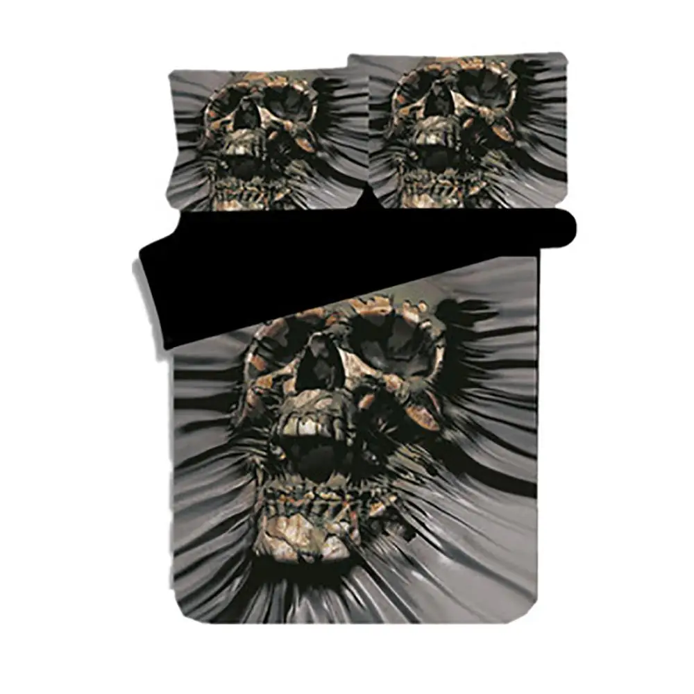 

40 3D Ghost Head Cotton Wash Solid Color Soft Comfortable Bedding Set Quilt Cover Pillow Case Home Textile Set Bedding
