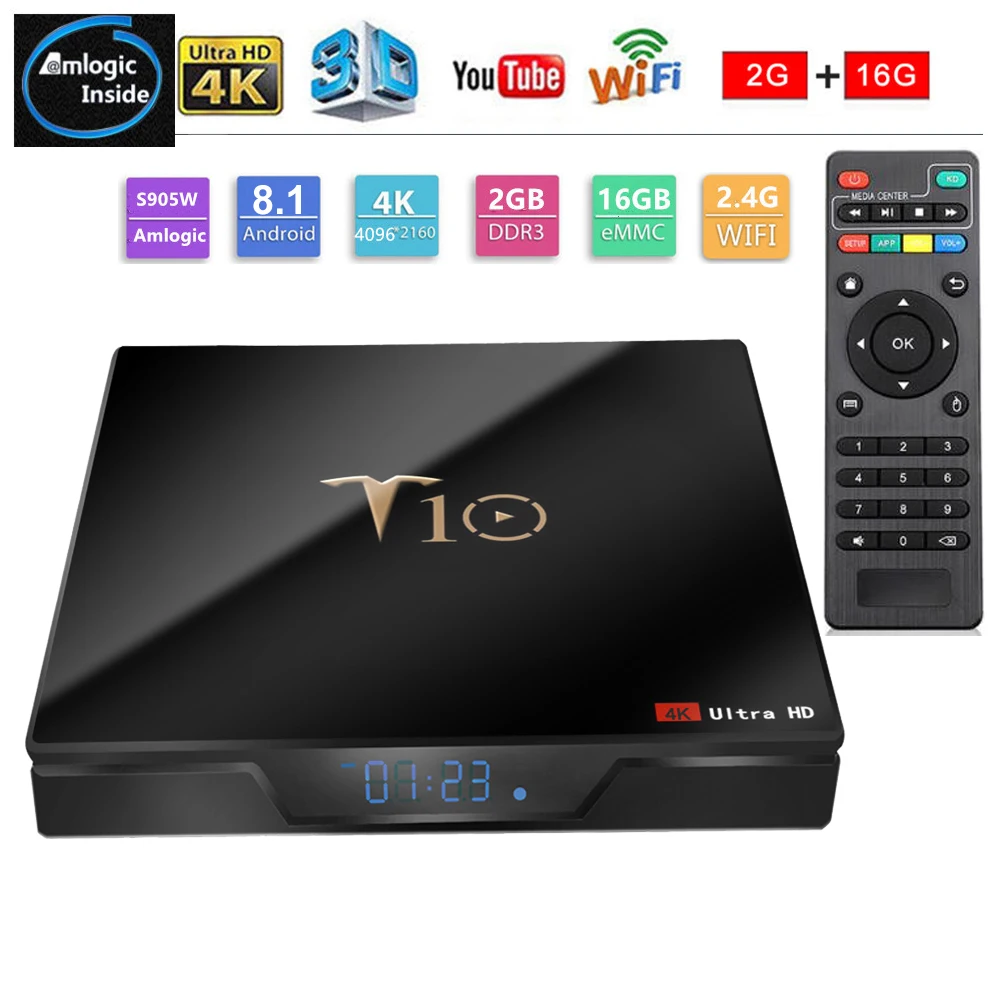 Android 8,1 tv box T10 2 ГБ 16 ГБ 8 ГБ smart tv box 2,4G WiFi медиаплеер Android Box PK x96Mini цифровой дисплей Android tv box