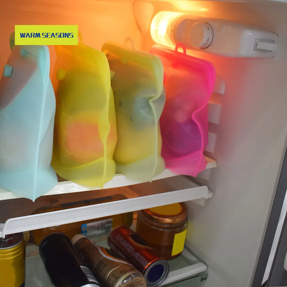 

Silicone Food Bag Zero Waste Ziplock Reusable Snack Bag Vegetable Fruits Sandwich Bag Leak-Proof Kitchen Food Storage Container