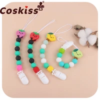 coskiss 1pcs silicone teethers strawberry beads bpa free pacifier clip food grade silicone jewelry making for teeth clip chain