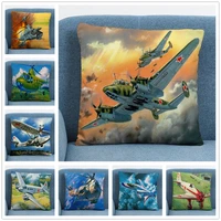 oil painting fighter linen cushion cover pillow case for home sofa car decor pillowcase oil painting fighter 45x45cm