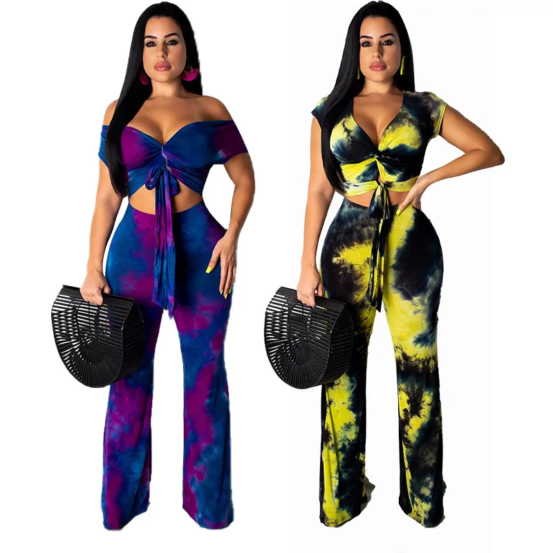 

2020summer sexy fashionNew European and American printed sports suit plus size beach style sexy two-piece suit