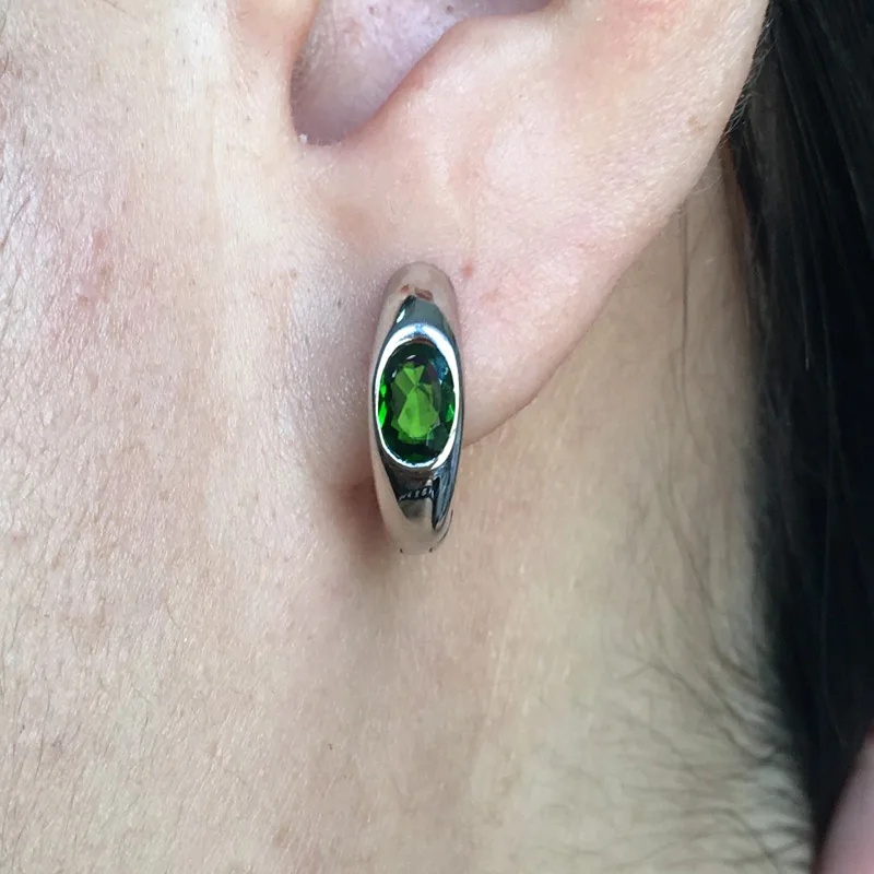 Женские серьги из серебра CSJ натуральный хром диопсид вечерние ювелирные