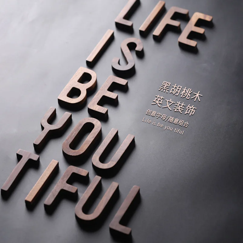 Black Walnut Wall Decorative Letters Numbers Combination DIY Adhesive Decoration House Numbes Home English Alphabet | Дом и сад
