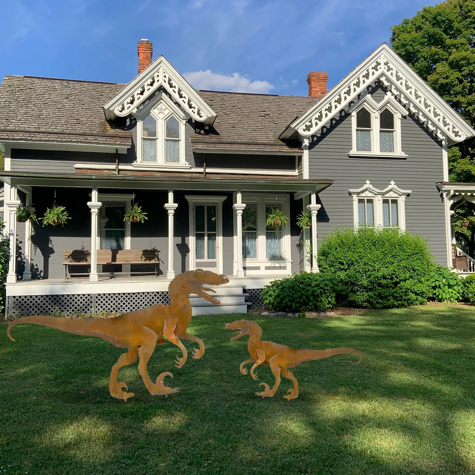 

2pc Dinosaur Model High Quality Washable Durable Resin Garden Ornament Handmade Staute Garden Decor Vintage Art Ornament Decro