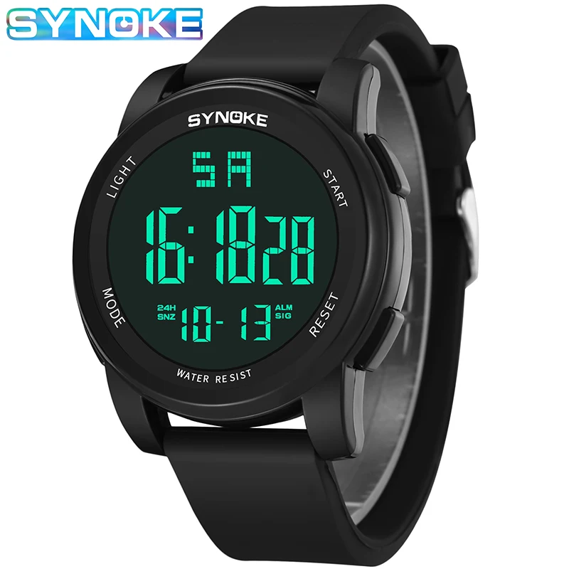 

Часы наручные SYNOKE мужские электронные, спортивные ударопрочные цифровые, в стиле милитари, со светодиодной подсветкой, с будильником