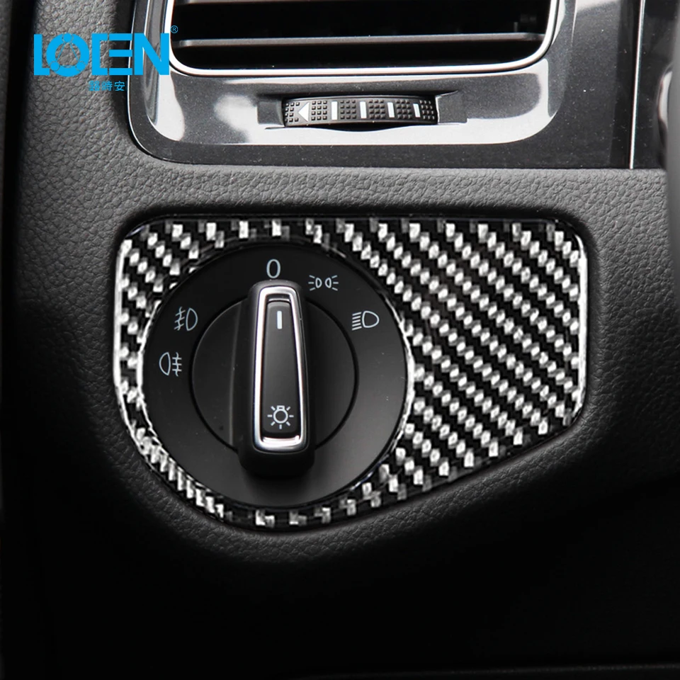 

Наклейки из углеродного волокна для Volkswagen Golf, Декоративные Чехлы для выключатель фар декоративный 2014-2019, аксессуары для стайлинга автомоби...