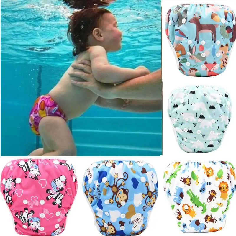 Pa&ntilde;ales de ba&ntilde;o para beb&eacute;, pa&ntilde;ales de tela ajustables a prueba de agua, cubierta de pa&ntilde;al de nataci&oacute;n para pantalones de piscina, pa&ntilde;ales lavables reutilizables para beb&eacute; 2021-0
