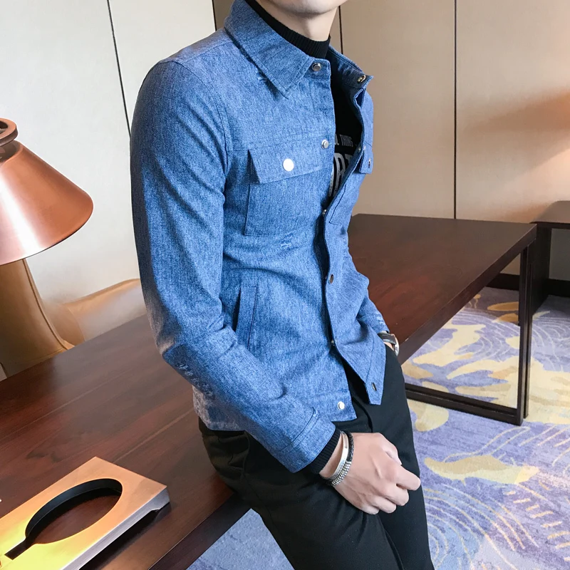 blue Casual Chaqueta De Cuero Moto Leather Jackets Mens Bomber Jackets PU Man Korea Fashion Slim Fit Single Breasted Leather Jackets - Цвет: blue