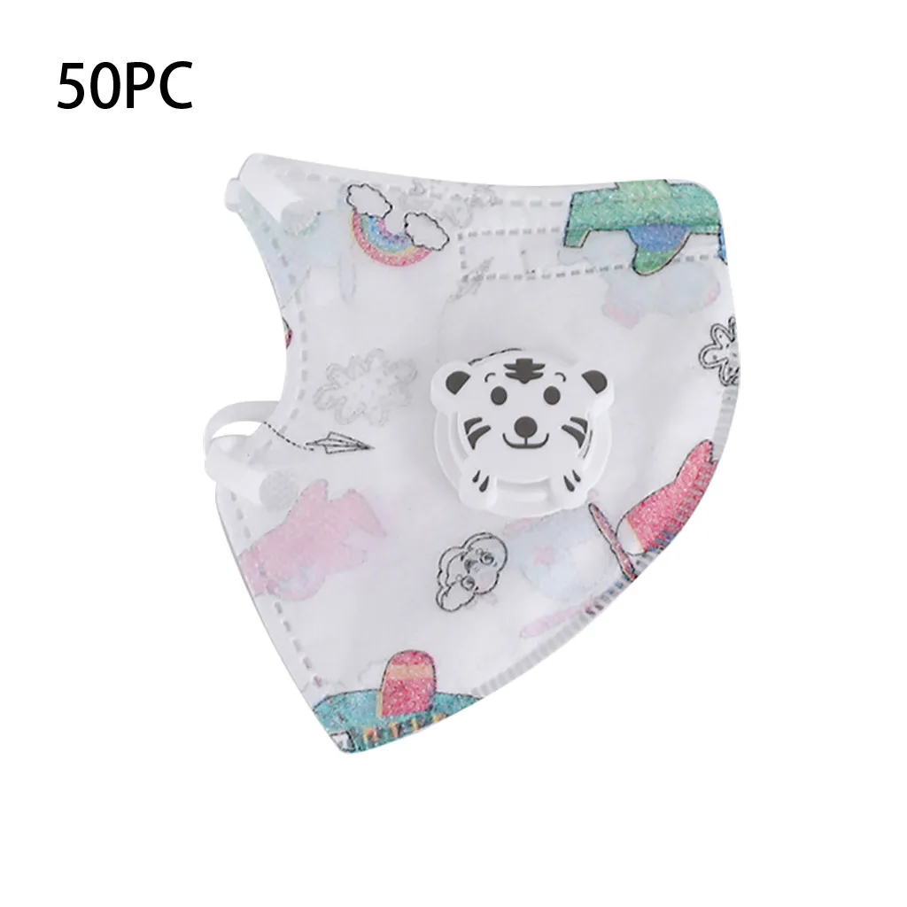 

50PC Children Disposable dust mask cartoon printing Breathable earloop 3-layer with device dust anti-spray outdoor faceshield