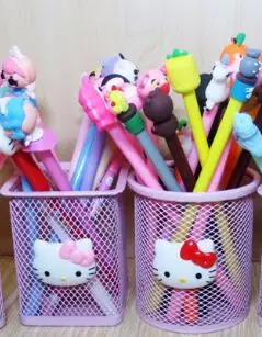 20 шт./компл. Kawaii рисунок «Hello Kitty» фламинго и т. д. иглы набор гелевых ручек новые подарки для девочек офиса ПИСЬМЕННЫЕ ручка с чернилами стандартных цветов канцелярских принадлежностей мешок держатель для ручки - Цвет: Белый