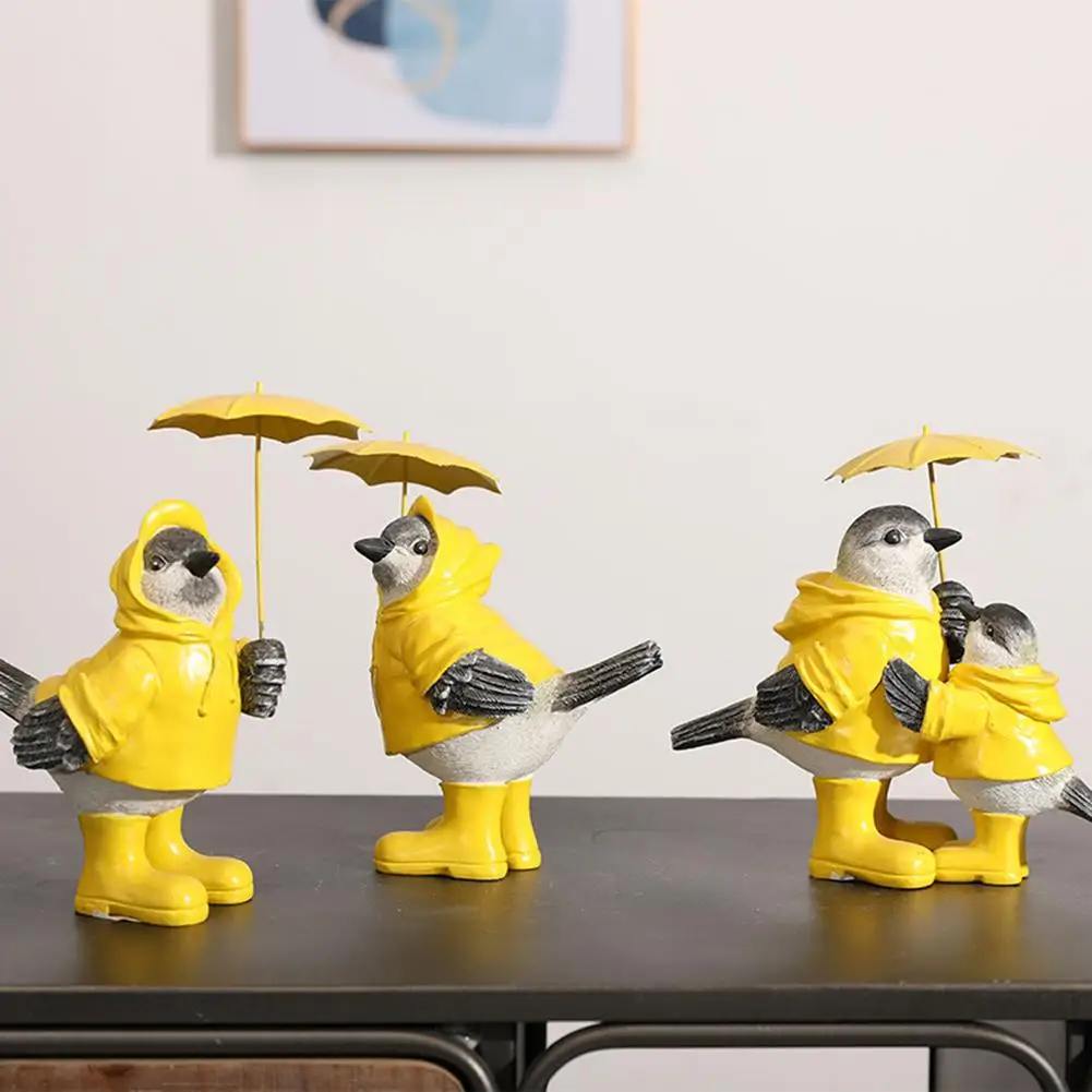 Скульптура в виде зонтика и птицы декоративное украшение из желтой смолы