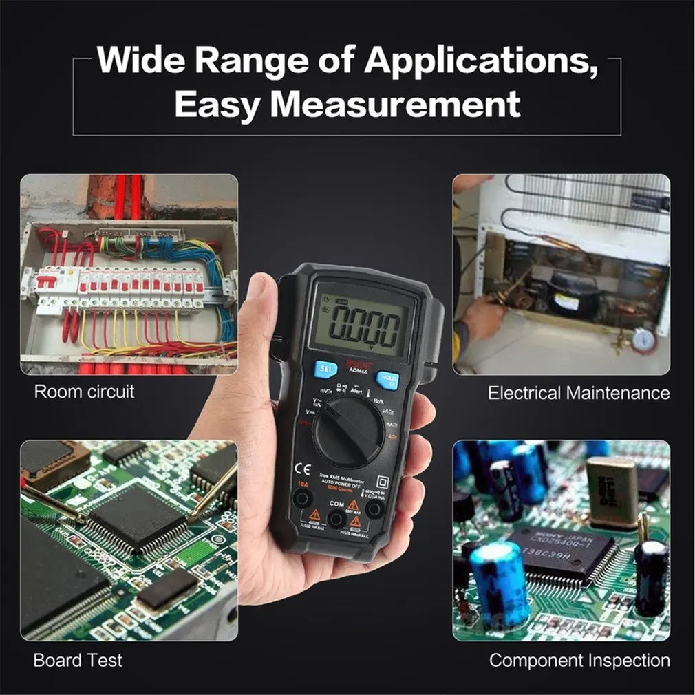 BSIDE ADM66 Mini Digital Multimeter 1999 Counts True RMS Auto Range AC/DC Volt Amp Ohm Diode NCV Continuity Tester Meter | Автомобили и