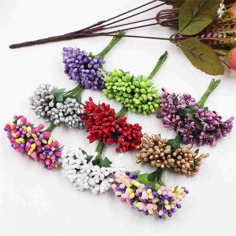 

12/36/72/144 Pcs Handcraft Stamens For Artificial Flowers Wedding Party Decoration DIY Scrapbooking Garland Craft Fake Flowers