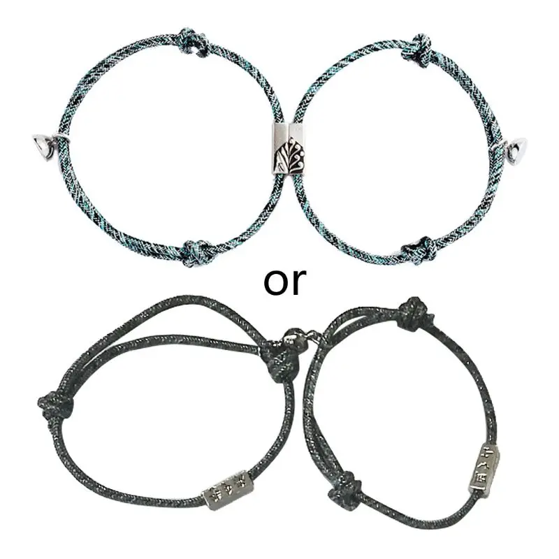 2 шт дружбы Веревка Плетеный расстояние пара магнитный браслет комплект