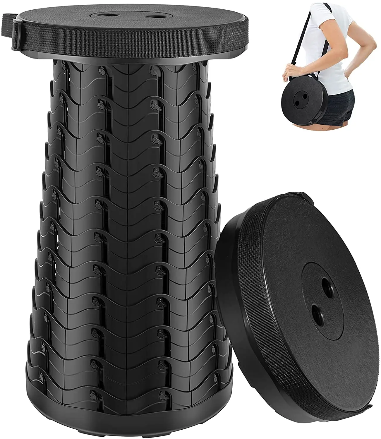 

PortableTelescoping Stool, Stool for Camping Garden Fishing Hiking tripe Travel BBQ,Adjustable Plastic Stools Max Load 397lbs
