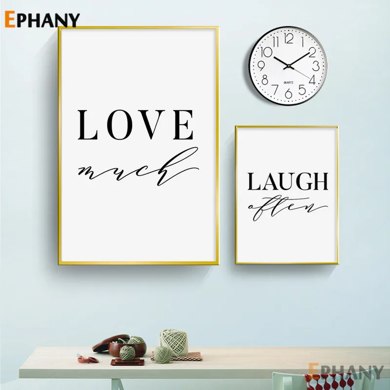 Живое смех любовь цитата Картина на холсте простой принт минималистичный