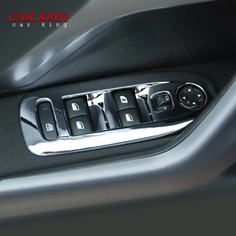 

Car Door Windows Lifter Button Circle Cover Trim ABS Plastic Chrome Sticker interior For Peugeot 2008 Accessories 2014 2015-2017