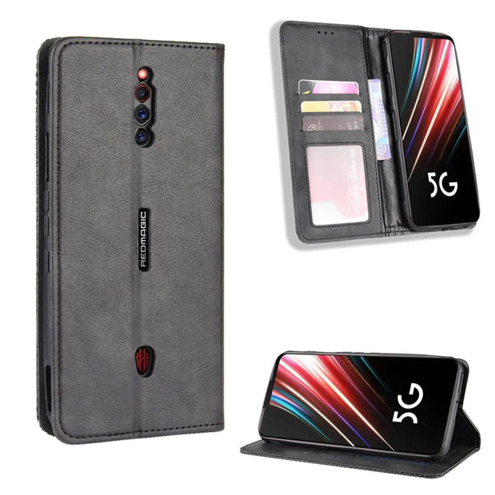 Для ZTE Nubia Red Magic 5G чехол Роскошный флип-бумажник из искусственной кожи магнитный