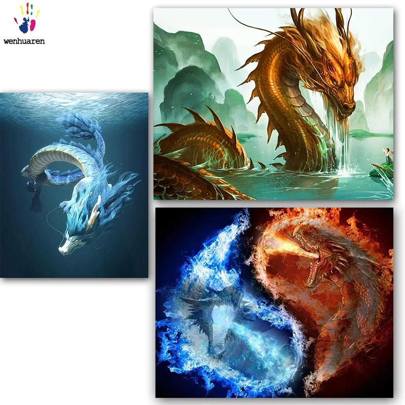

DIY colorings pictures by numbers with colors The flying dragon painting drawing painting by numbers framed Home