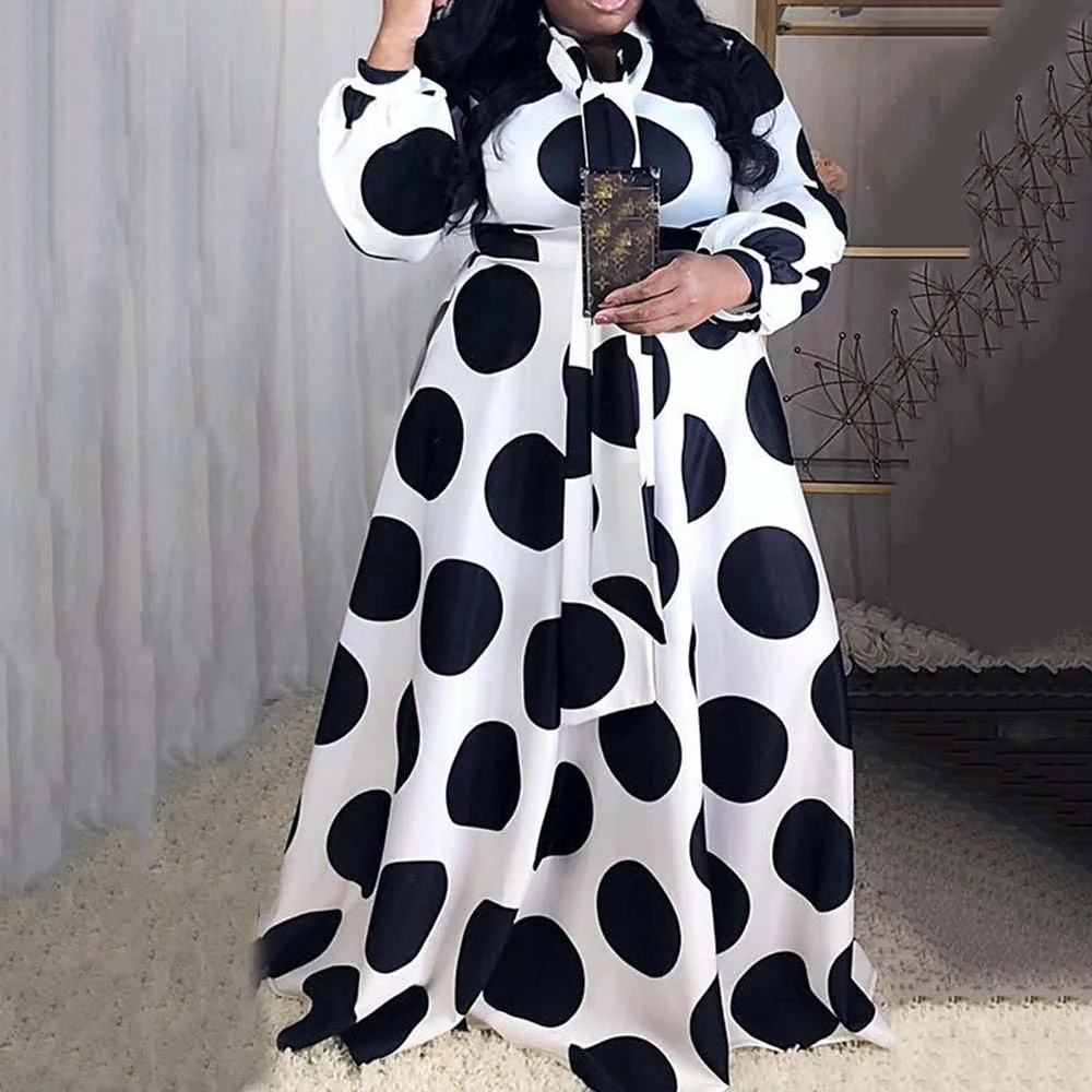 

2021 Autumn New Women's Temperament Fashion Printing Stitching Size Dot Plus Size Dress