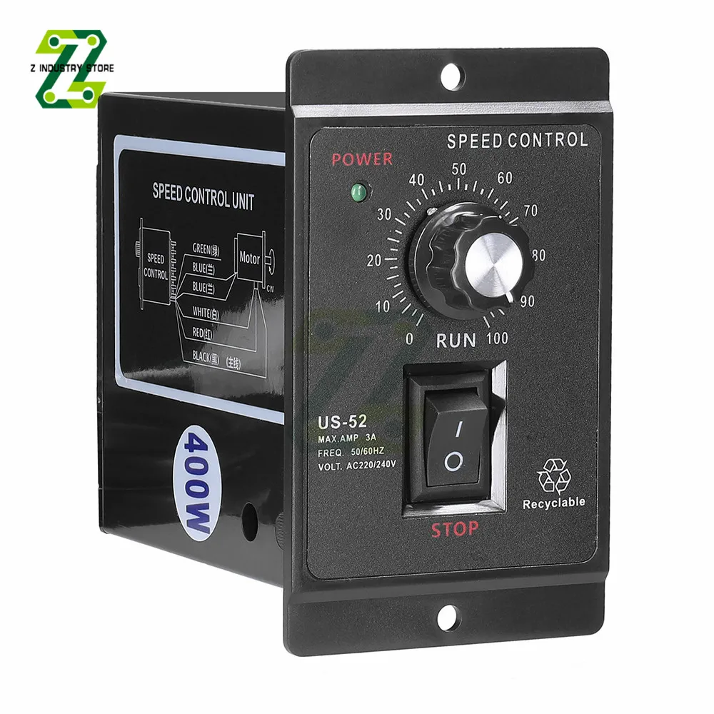 

US-52 Speed Motor Controller 400W AC 220V 50/60Hz Motor Speed Pinpoint Regulator Controller Stepless Speed Regulation Controller