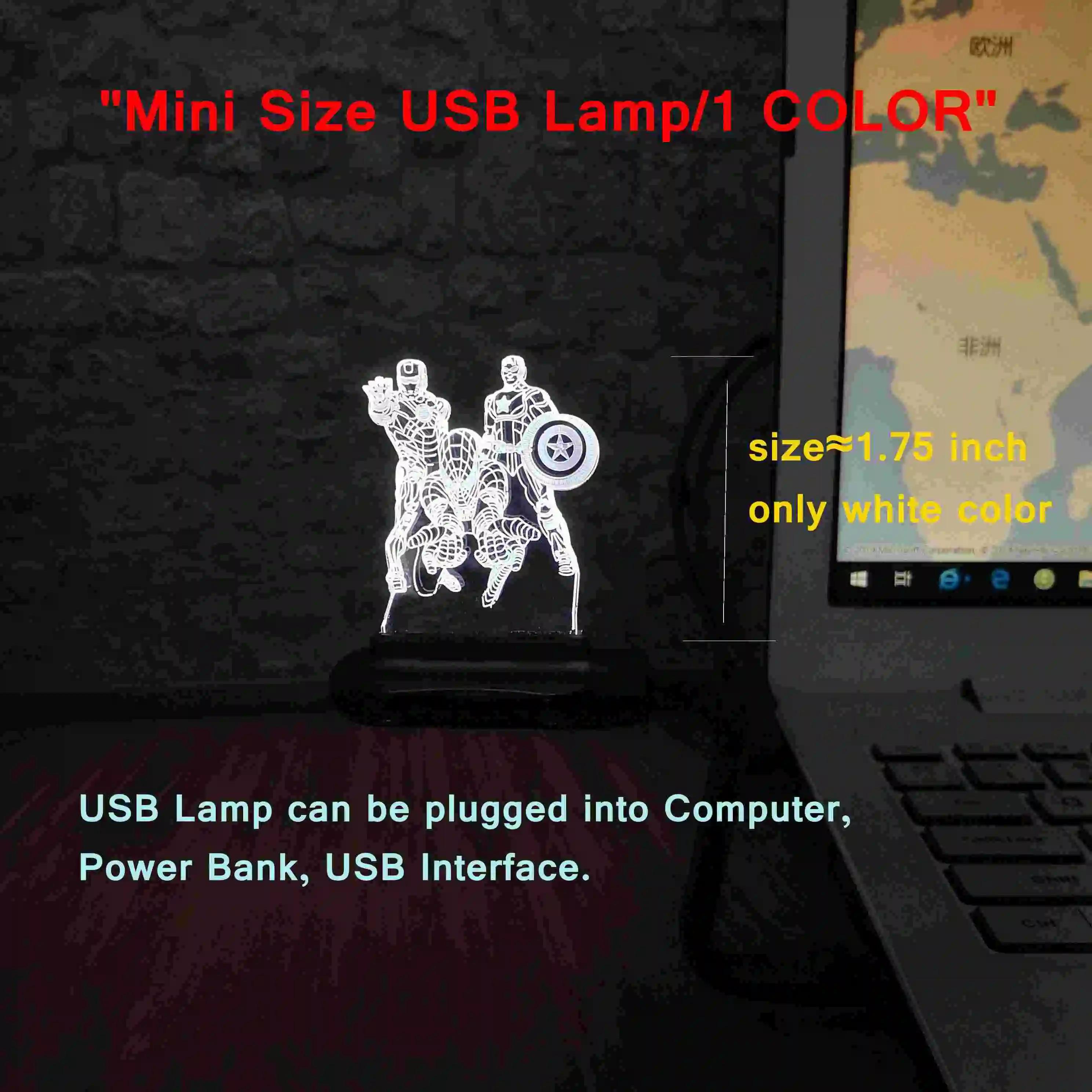 mini Marvel Legend Мстители Тор Тано Халк 3D светодиодный светильник на батарейках USB настольная лампа подростковый декор для детской комнаты подарок на день рождения - Испускаемый цвет: mini