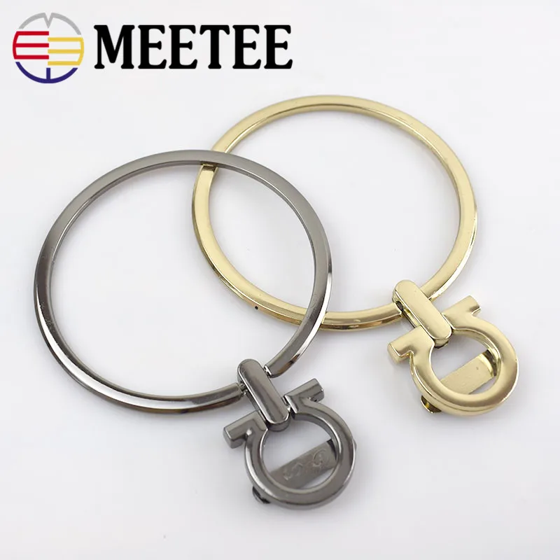 2 шт. Meetee 9 см круглая металлическая ручка для сумки сумочка фурнитура Пряжка