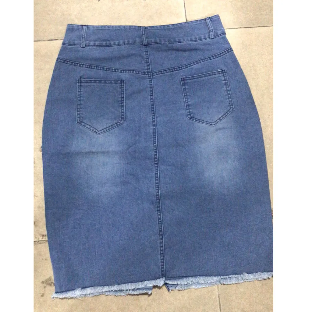 

Jaycosin Women Clothing Skirts Fashion Slim Thin Buttons With Pockets Denim Skirt Middle Skirt 2021