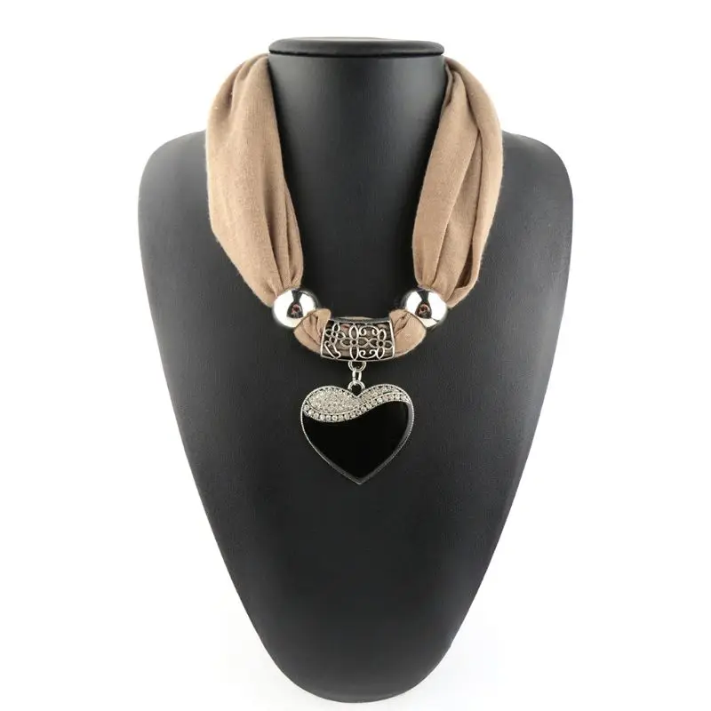 Шарф женский в этническом стиле подвески форме сердца ожерелья с натуральными