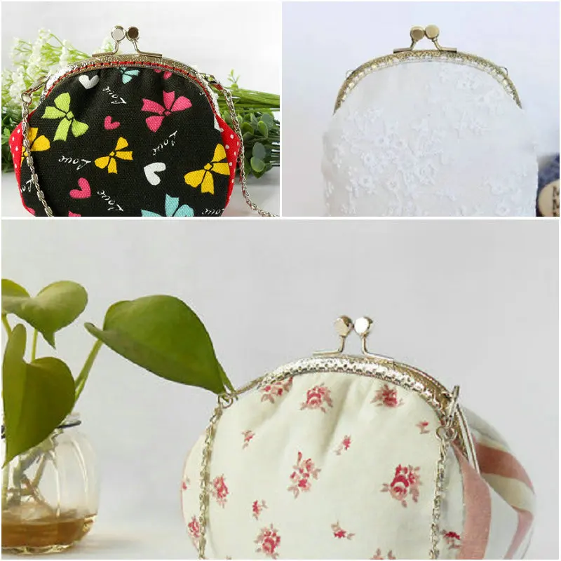 12.5cm Metal Purse Frame Handle for Clutch Bag Handbag Accessories Making Kiss Clasp Lock Antique Bronze  Hardware