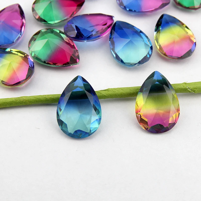 18*25mm teardrop Tourmaline rhinestone pointback pear fancystone multicolor color beads for jewelry decoration | Дом и сад