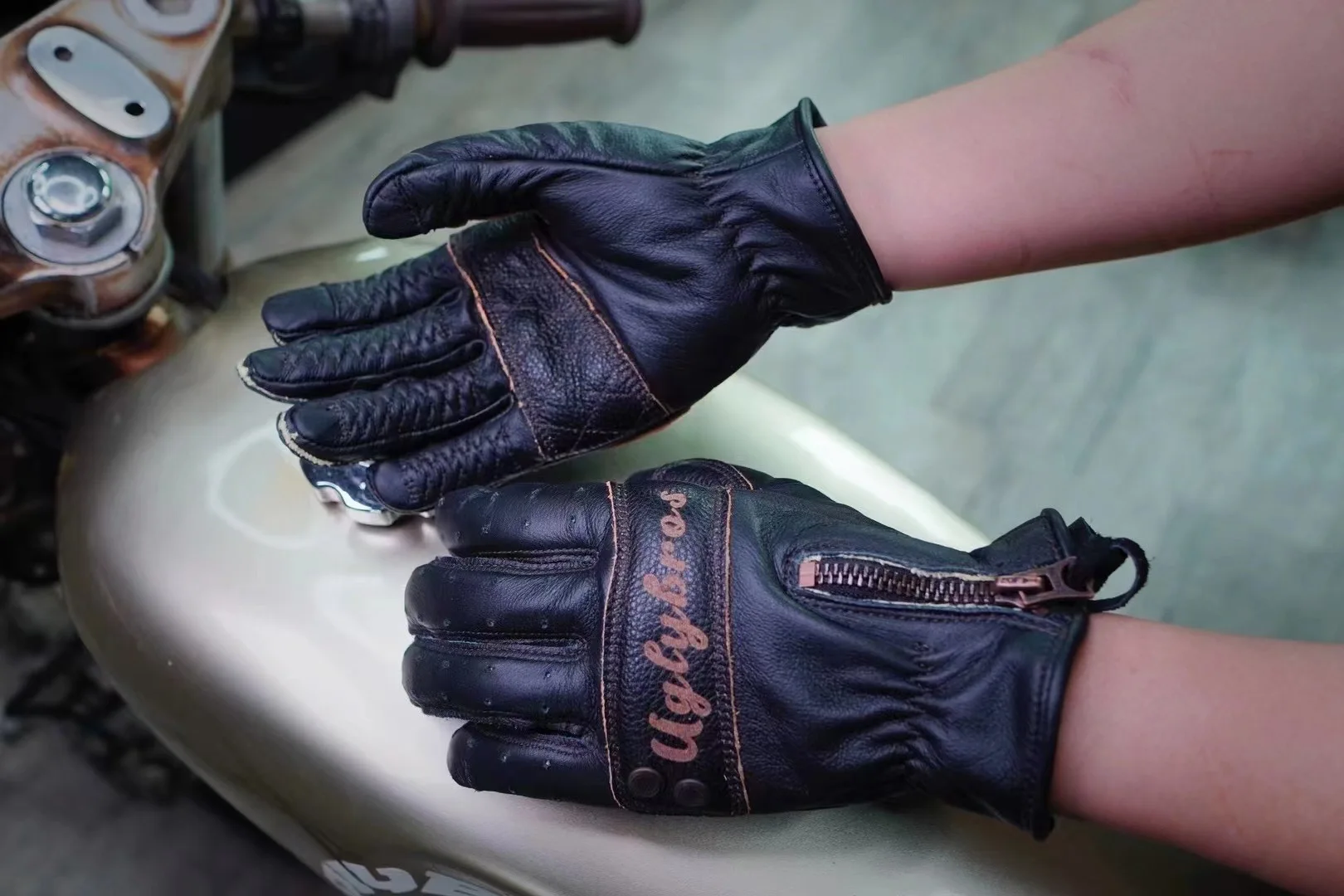 Мужские мотоциклетные винтажные кожаные перчатки Kev облицованная одежда-стойкие