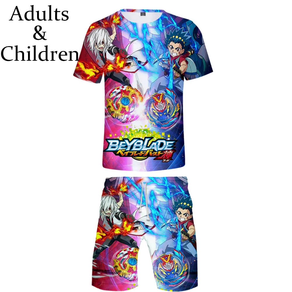 Футболка с 3D принтом Beyblade Burst Evolution + пляжные шорты комплект из двух предметов в