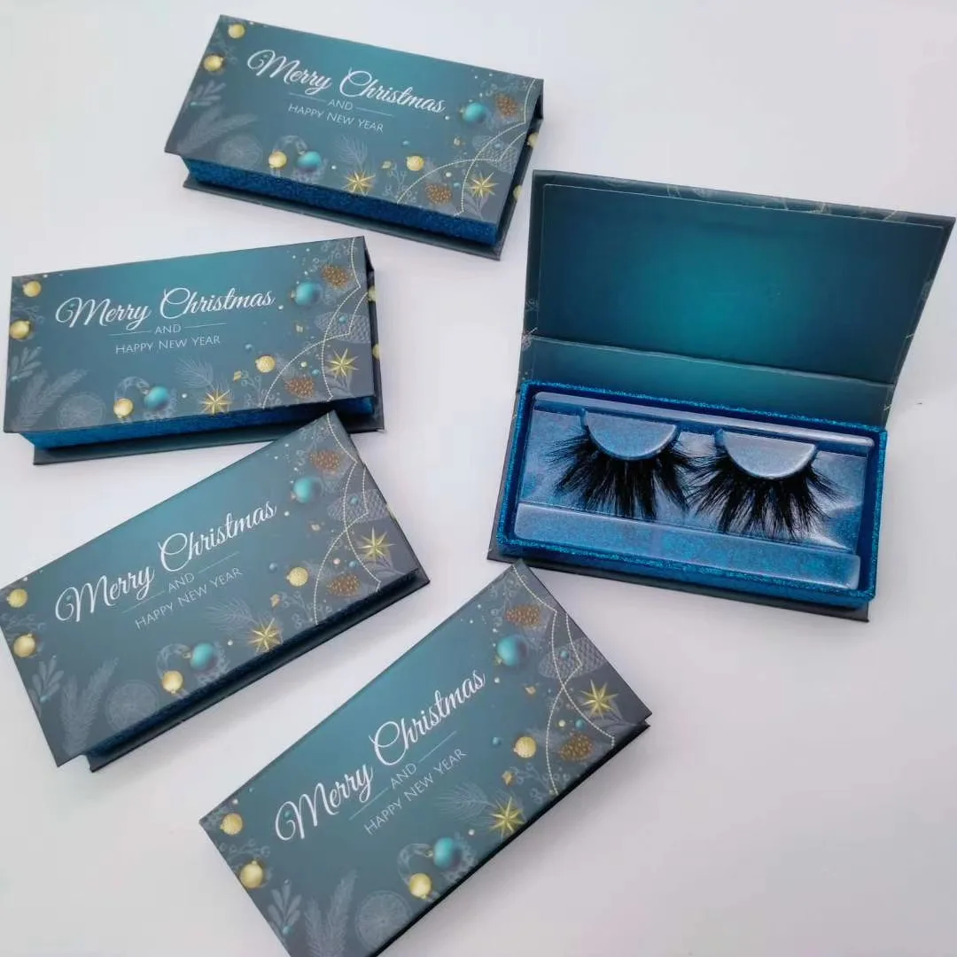 

50pcs Christmas Lashes Packaging Eyelash Boxes Luxury Cases Acrylic Empty Custom Logo Private Label