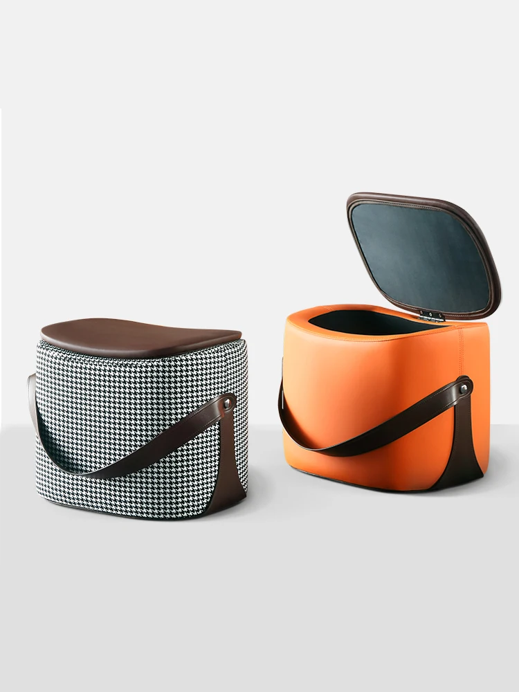 

Скандинавский стул zq для хранения, низкий стул, портативный кожаный стул для смены обуви, домашний стул для ног, педаль для хранения дивана