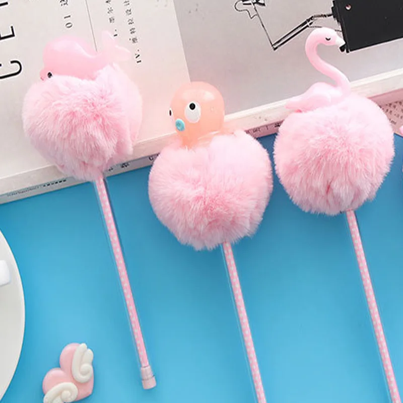 Милые Мультяшные животные Pom гелевая ручка мягкие игрушки для детей школьная