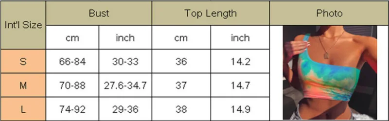 

Holiday One shoulder Colorful Dye Print Women Tank Top Vest T-Shirt Cami Top Summer Crop Top