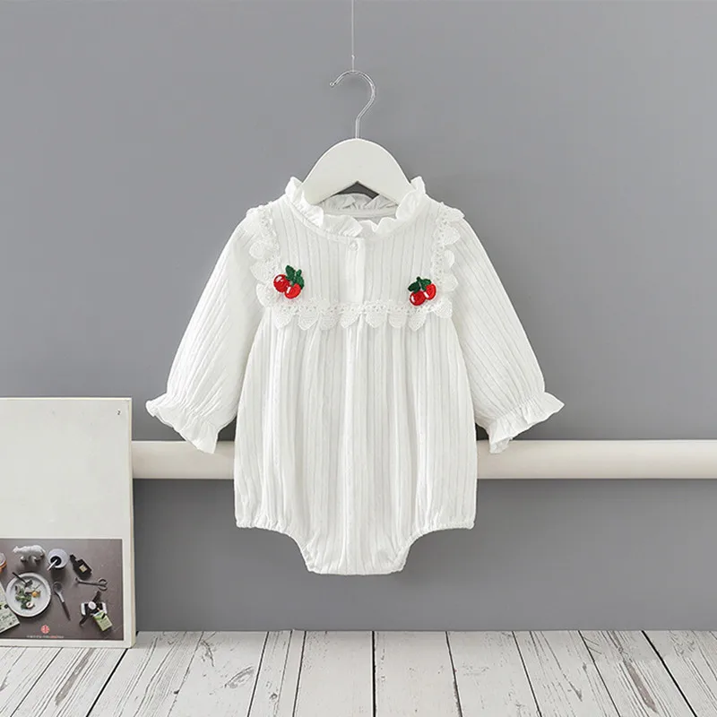 

Newborn Bodysuit Berries Appliques Baby Girls Cotton Long Sleeve Bodysuit Baby Clothes Sunsuit Infant Clothing