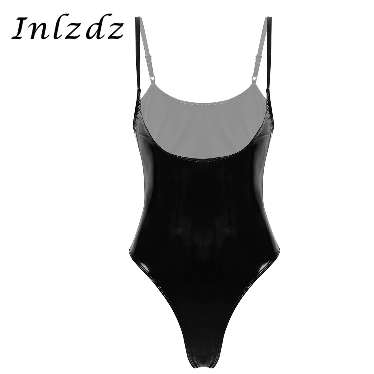 

Женское нижнее белье, боди с открытой грудью, эротический сексуальный костюм из лакированной кожи для влажного образа, трико с высоким выре...